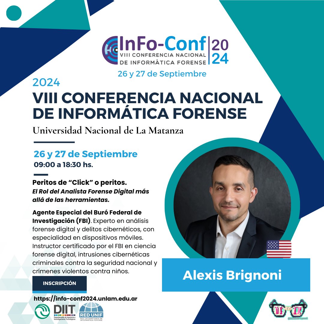 GioiaCintia's tweet photo. InFo-Conf 2024
Disertación del Ag. especial del FBI @AlexisBrignoni "Perito de "Click" o peritos. El Rol del Analista Forense Digital más allá de las herramientas": https://t.co/5biwrDUFnY
@unlamoficial @DiitUnlam #RedUNIF @infolabmdq @CrimL4b https://t.co/7ctydkhRSh