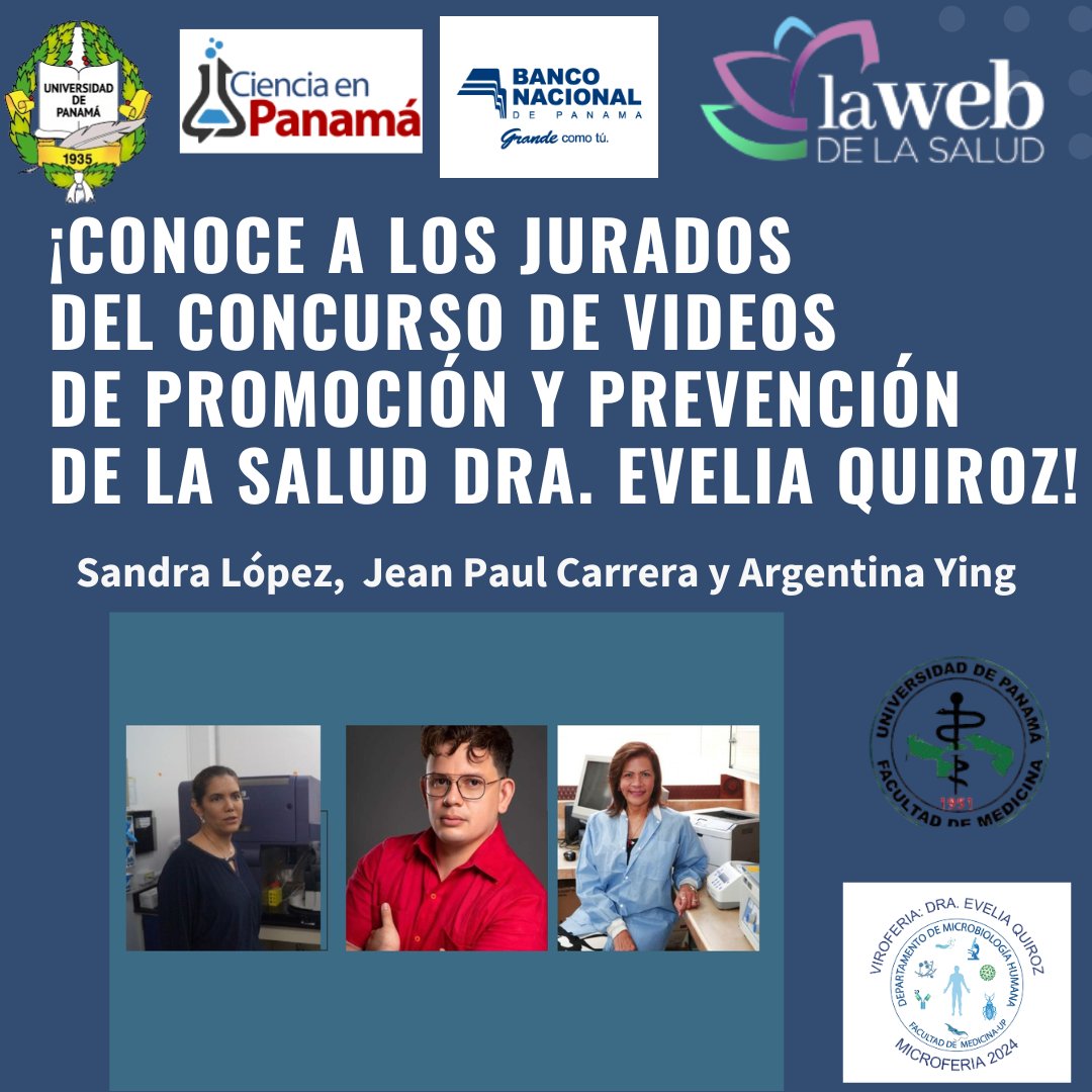 ¡Conoce a los jurados del Concurso de videos universitarios de promoción y prevención de la salud Dra. Evelia Quiroz!: <a href="/SandraLpezVergs/">Sandra López Vergès</a> <a href="/JeanCarrPaul/">Jean-Paul Carrera</a> <a href="/ArgentinaYingB/">Argentina Ying B.</a> ¡Gracias!
<a href="/EOrtegaBarria/">Eduardo Ortega-Barria</a> <a href="/orislcalvo/">Oris Calvo</a> <a href="/eflorescastro/">Eduardo Flores C.</a> <a href="/eskildsen28/">Gilberto Eskildsen</a> <a href="/negrita73bn/">Ivonne Torres-Atencio</a> 
lawebdelasalud.com/conoce-a-los-j…