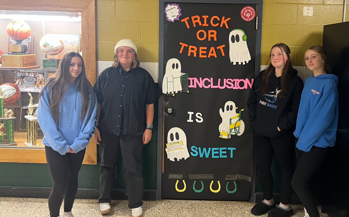 "Trick or Treat...INCLUSION is SWEET!" A firm belief <a href="/BrickMemorialHS/">Mustangs</a>! Great job to our teammates who designed &amp; decorated our fall door entry! #playUNIFIED #ChooseToInclude 💚💛🐎👻 <a href="/Brick_K12/">Brick Township Public Schools</a> <a href="/BMSTANGSports/">BMSports</a> <a href="/VMMSMustangs/">Veterans Memorial Middle School</a> <a href="/SONewJersey/">Special Olympics NJ</a> <a href="/NicolePannucci/">Nicole Pannucci</a> <a href="/VMMSathletics/">VMMSathletics</a> <a href="/BtpsSrvcs/">BTPSSpecialSrvcs</a>