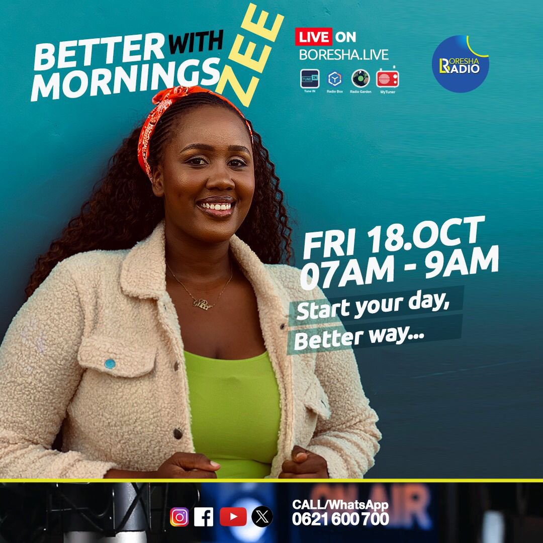 BoreshaRadio's tweet photo. Wake up and seize the day with the updated Better Morning show with @zipporah_zealot 

Start your  day better way 😊
https://t.co/AbtcWqTAc4 https://t.co/myC88fpbzY