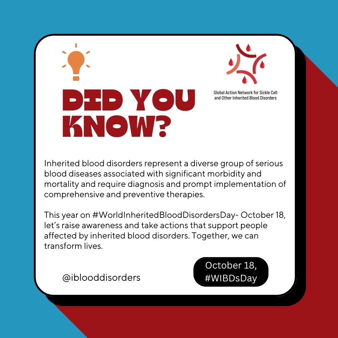 nbd_foundation's tweet photo. 📅 Save the Date! Tomorrow is #WorldInheritedBloodDisordersDay
#WIBDsDay. We are joining #GANSID to raise awareness about inherited
blood disorders. Together, we can make a difference! #WIBDsDay
#InheritedBloodDisordersDay #NBDF @IBloodDisorders https://t.co/ANaIdugGfn