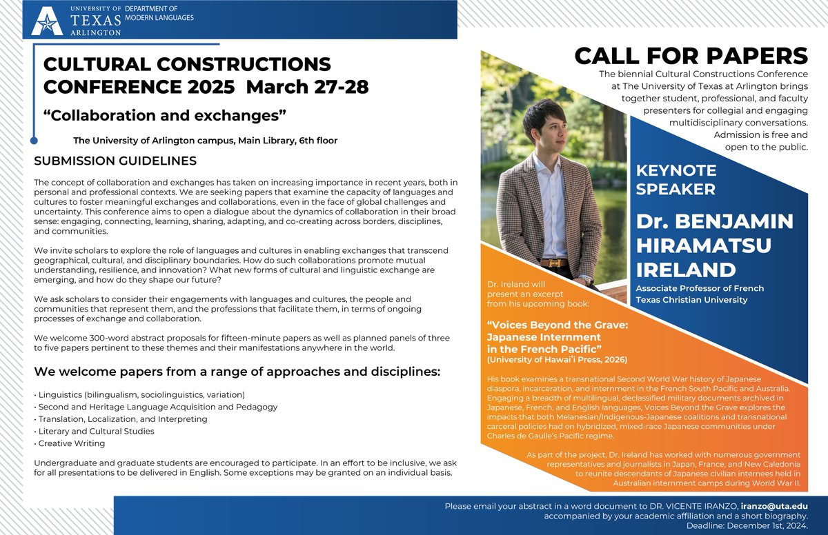 Cultural Constructions Conference 2025

Call for Papers NOW OPEN❗

**DEADLINE TO SUBMIT: December 1, 2024**