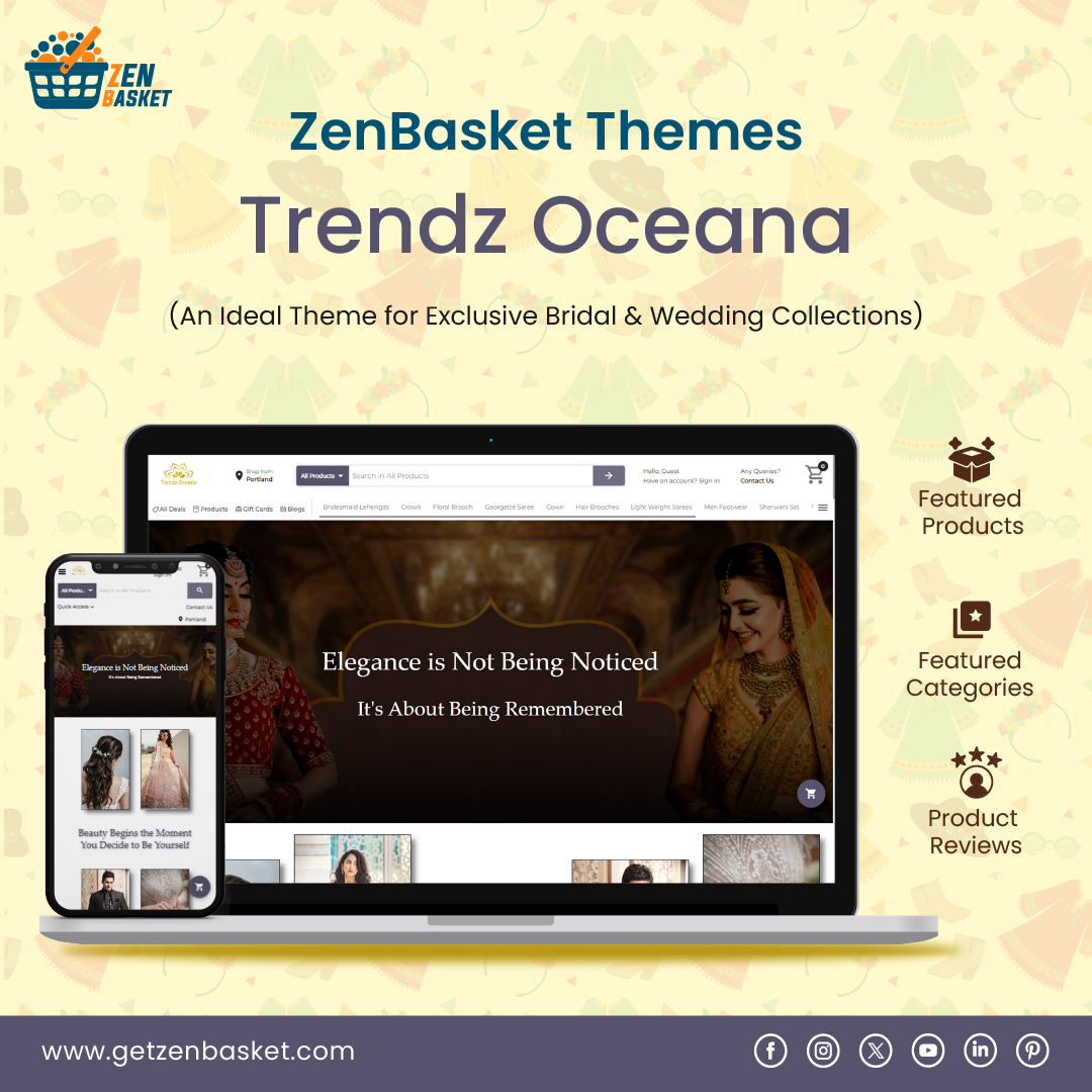 zenbasket's tweet photo. Tailored for luxury bridal boutiques, Trendz Oceana highlights your timeless designs, creating a captivating shopping experience!
👉 Preview the Theme: https://t.co/qKpDp2XR8b
👉 Explore Features: https://t.co/RAIBnflpEO
#EcommerceThemes #BridalStoreTheme #ZenBasketThemes https://t.co/J7JOeGFEWv