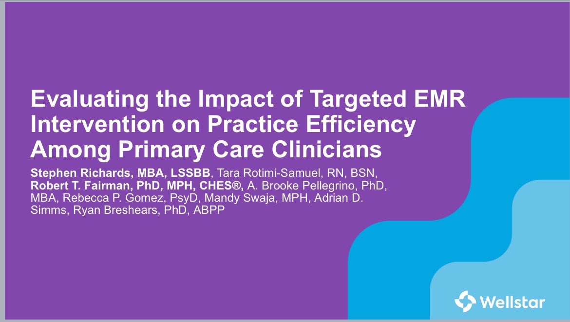 FairmanRT's tweet photo. Office of Clinician Well-Being Lean Specialist Stephen Richards and I will be presenting Evaluating the Impact of Targeted EMR Intervention on Practice Efficiency Among Primary Care Clinicians on Saturday October 19 in the 10:15 Human Connections Session. #ICPH2024 https://t.co/loWtGnA7kr