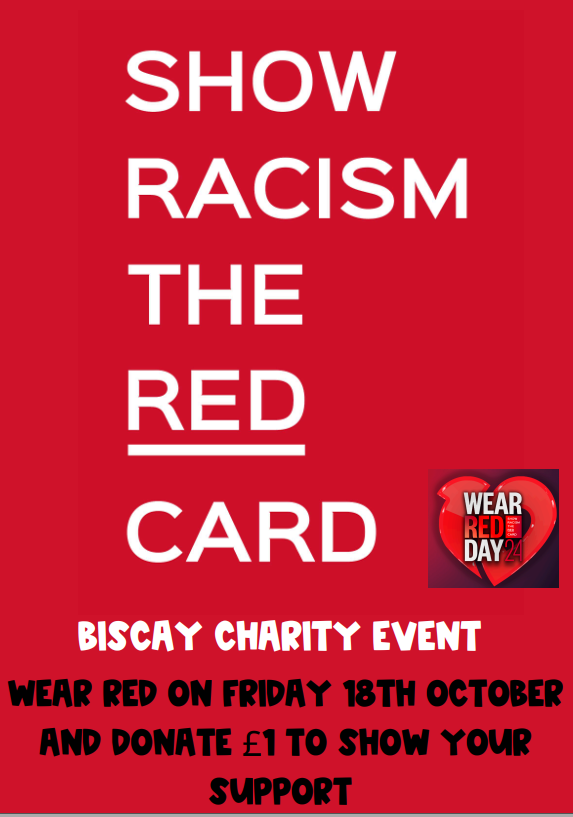 Gordano School (@gordanosch) on Twitter photo Biscay House is proud to support this event and encourages everyone to swap an item of their uniform for something red. This could be a red t-shirt, jumper, hat, trousers, shoes, or socks!
We kindly ask for a £1 donation for this event. See our website for more info
#wrd24 Biscay House is proud to support this event and encourages everyone to swap an item of their uniform for something red. This could be a red t-shirt, jumper, hat, trousers, shoes, or socks!
We kindly ask for a £1 donation for this event. See our website for more info
#wrd24