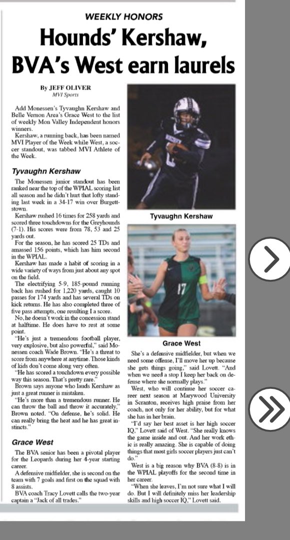 Congratulations to our senior Captain Grace West on being chosen as the MVI player of the week. A well-deserved honor for our team captain. Her dedication and commitment to this team serve as an inspiration for all!