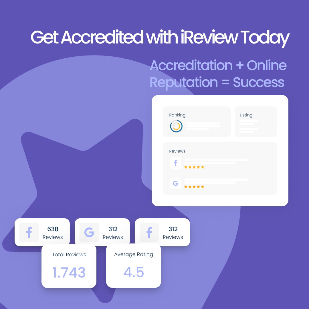 ireviewcom's tweet photo. Stand out with iReview accreditation, combine the power of recognition and reviews to attract more customers and grow your business. https://t.co/GnOGLjb4XX