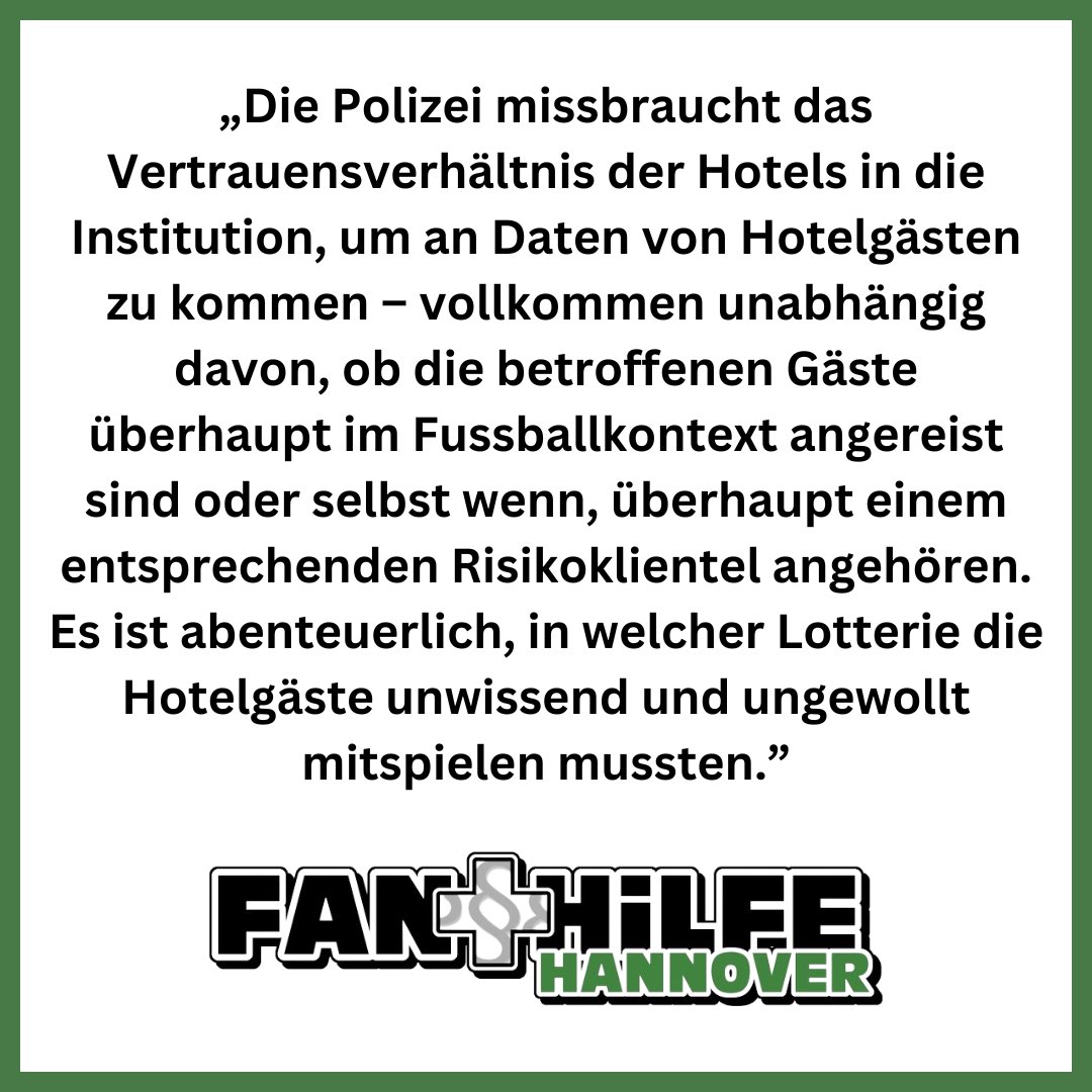 Pressemitteilung: Polizei Hannover versucht Beherbergungsbetriebe zur proaktiven Meldung von personenbezogenen Daten zu bewegen

👇🏼

fanhilfehannover.blogspot.com/2024/10/presse…

#H96 | #Polizeiproblem | <a href="/DEHOGA_BV/">DEHOGA Bundesverband</a>