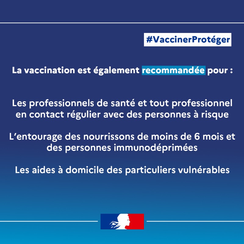 Sante_Gouv's tweet photo. #VaccinerProtéger | 📣 La campagne de vaccination contre la #grippe et le #Covid19 pour les personnes à risque de complications graves a débuté la semaine dernière.

 Qui est concerné ? Comment et par qui se faire vacciner? ⤵

 Plus d'informations sur : FAQ vaccination