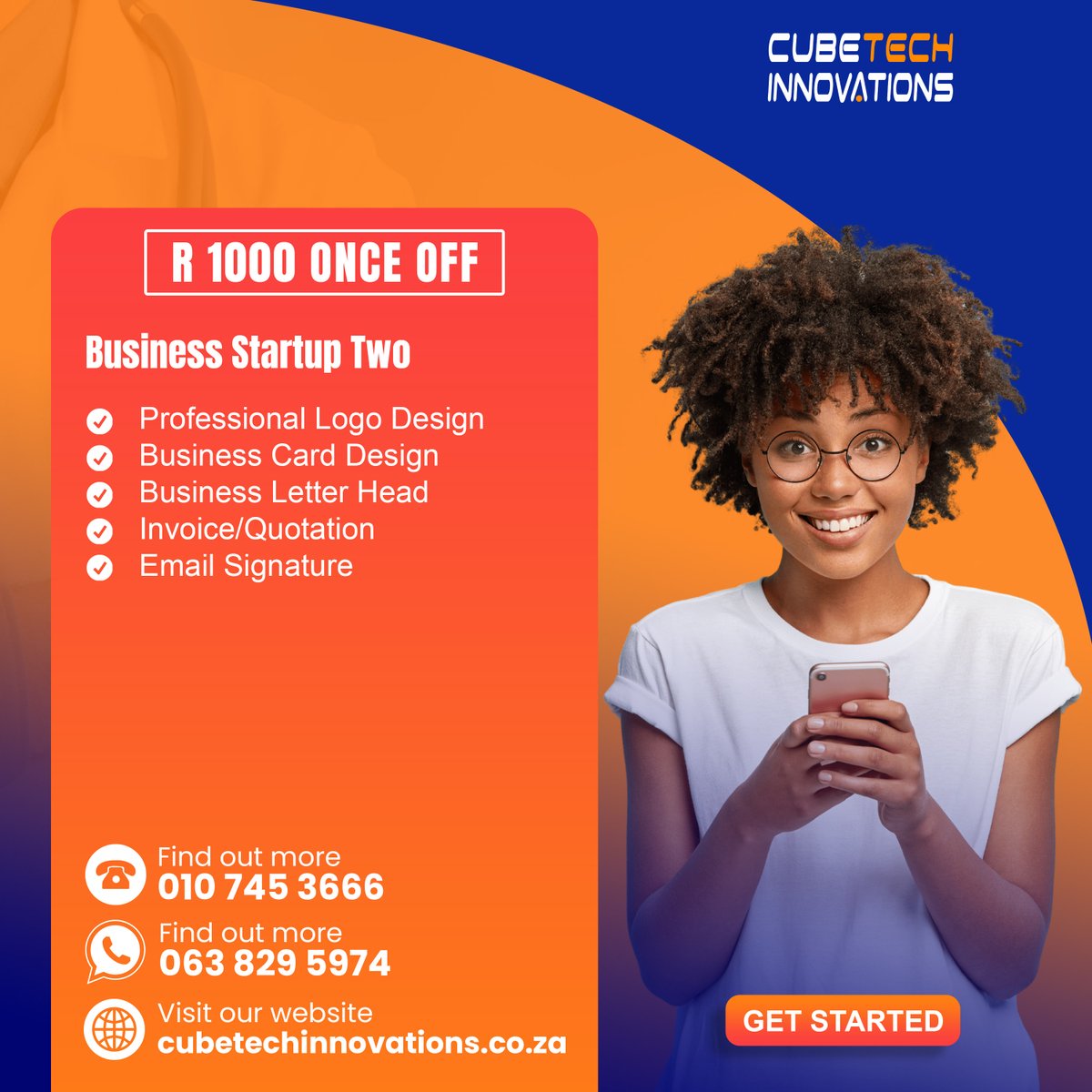 Startup Business Packages 

Call: 010 745 3666
WhatsApp: wa.me/27638295974
Website: cubetechinnovations.co.za

#business #StartYourBusinessNow #startupbusiness #smallbusinesssouthafrica #Entrepreneurship #biztips #businesslaunch #southafrican #businessgrowth #startNOW