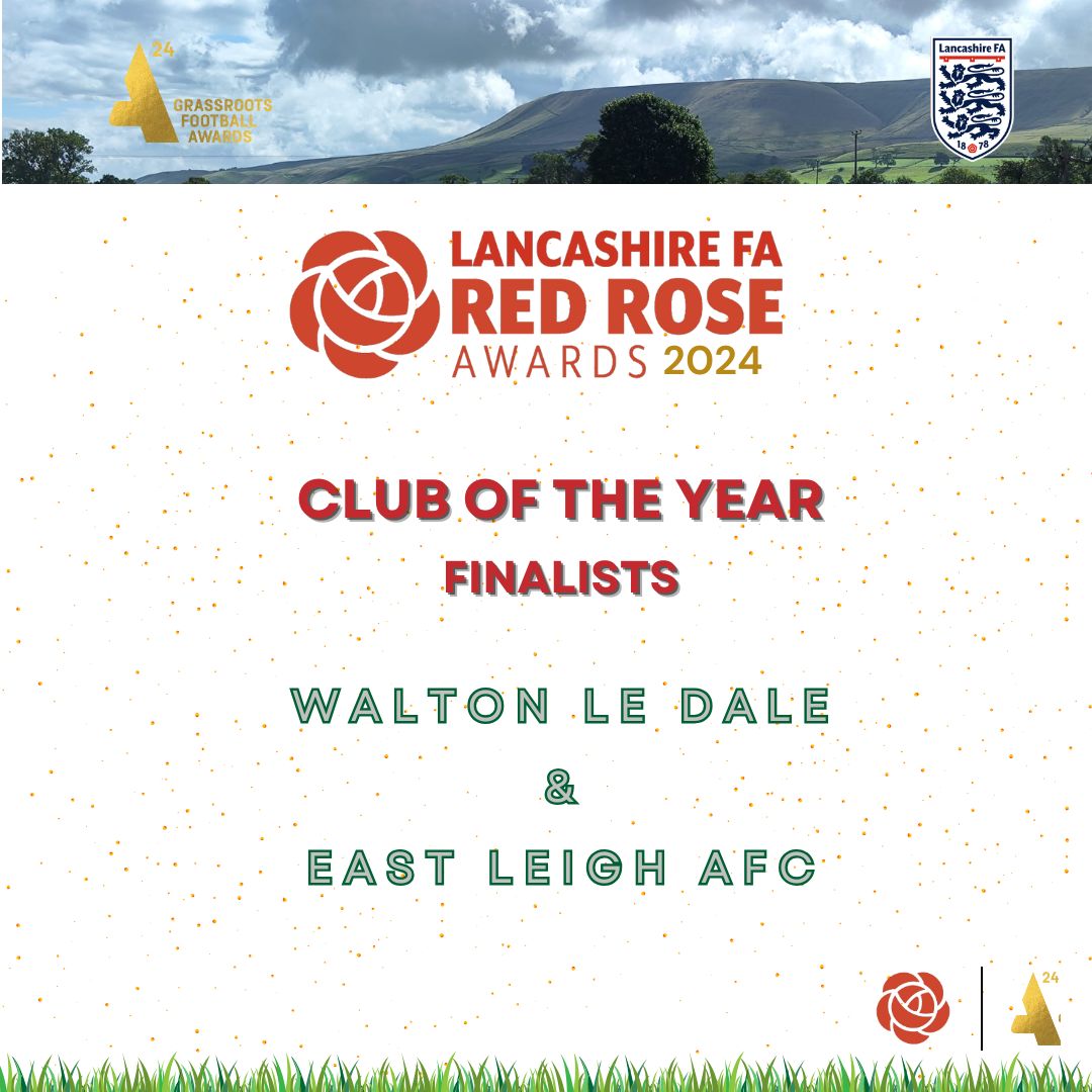 LancashireFA's tweet photo. 🌹 Lancashire FA Red Rose Awards 2024 🌹

Over 700 clubs affiliate to Lancashire FA, but there can be only 1⃣ Club of the Year 2024.

Here are our 2⃣ finalists ⬇️ https://t.co/nNUjzgSblW