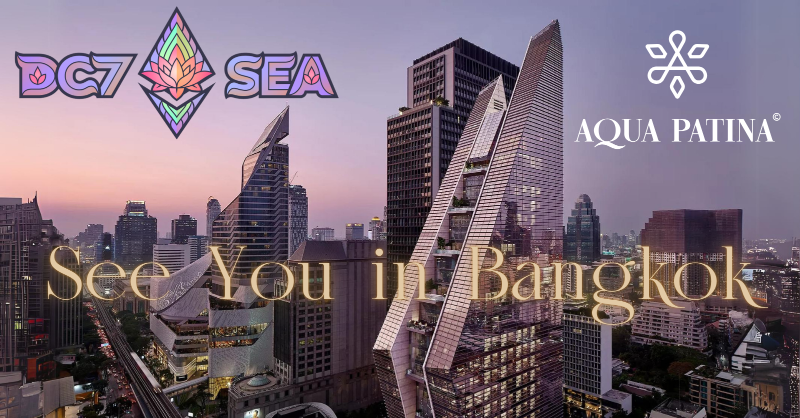 Our Co-Founders @sponnet and @BerndLapp will be in Bangkok November 8th to 18th attending @StakingRewards Summit and @ethereum @EFDevcon 7. 
Comment if you want to meet and talk about @AquaPatina https://t.co/CyOMoaCZpO