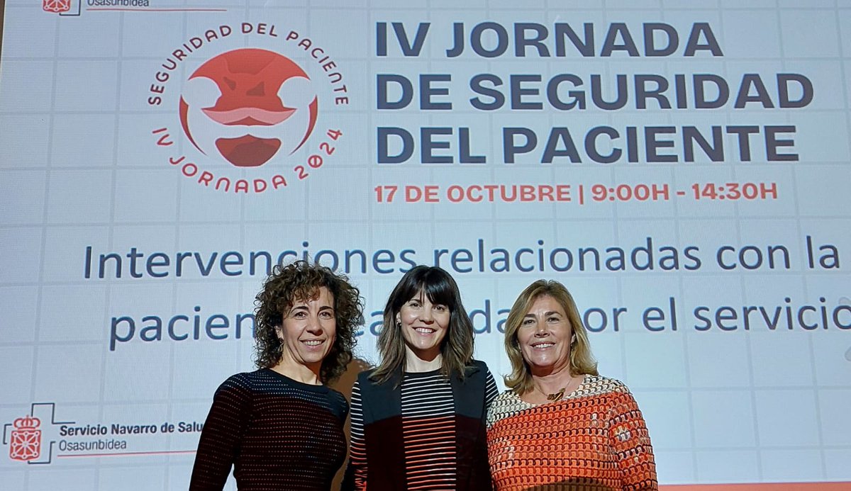 AreaSaludTudela's tweet photo. Natalia Alzueta, Montse Torres y Rosa Orta, profesionales  #ÁreasaludTudela participan en Jornadas de Seguridad del paciente " Diagnósticos correctos, pacientes seguros".
#tudela https://t.co/Iis7Is6qIw