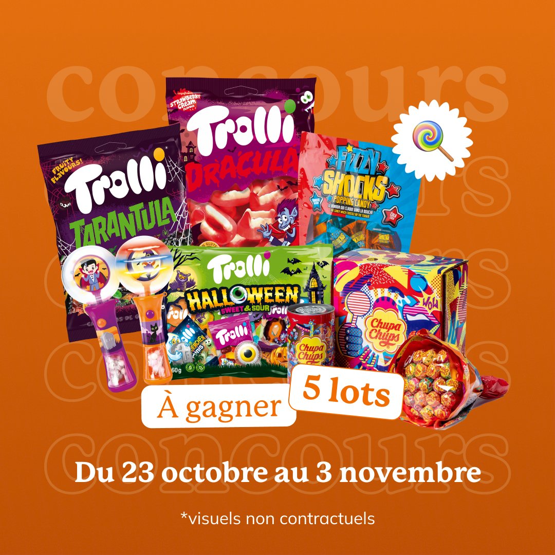 leclercdrive's tweet image. ⭐ 𝐉𝐄𝐔 𝐂𝐎𝐍𝐂𝐎𝐔𝐑𝐒 𝗛𝗔𝗟𝗟𝗢𝗪𝗘𝗘𝗡 ⭐

Tentez de gagner 1 superbe lot de bonbons !

Pour jouer RT + follow @leclercdrive

TAS des 5 gagnants le 4/11.

#Jeu #CONCOURS #Halloween