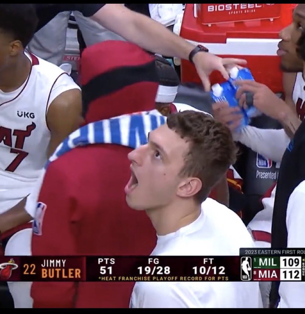 HEATVSREFS's tweet photo. Sending the 1st seed all defensive Bucks home without home court advantage, getting the coach fired and got the “star player” talking about losing ain’t failing https://t.co/ZEyZRJekaT