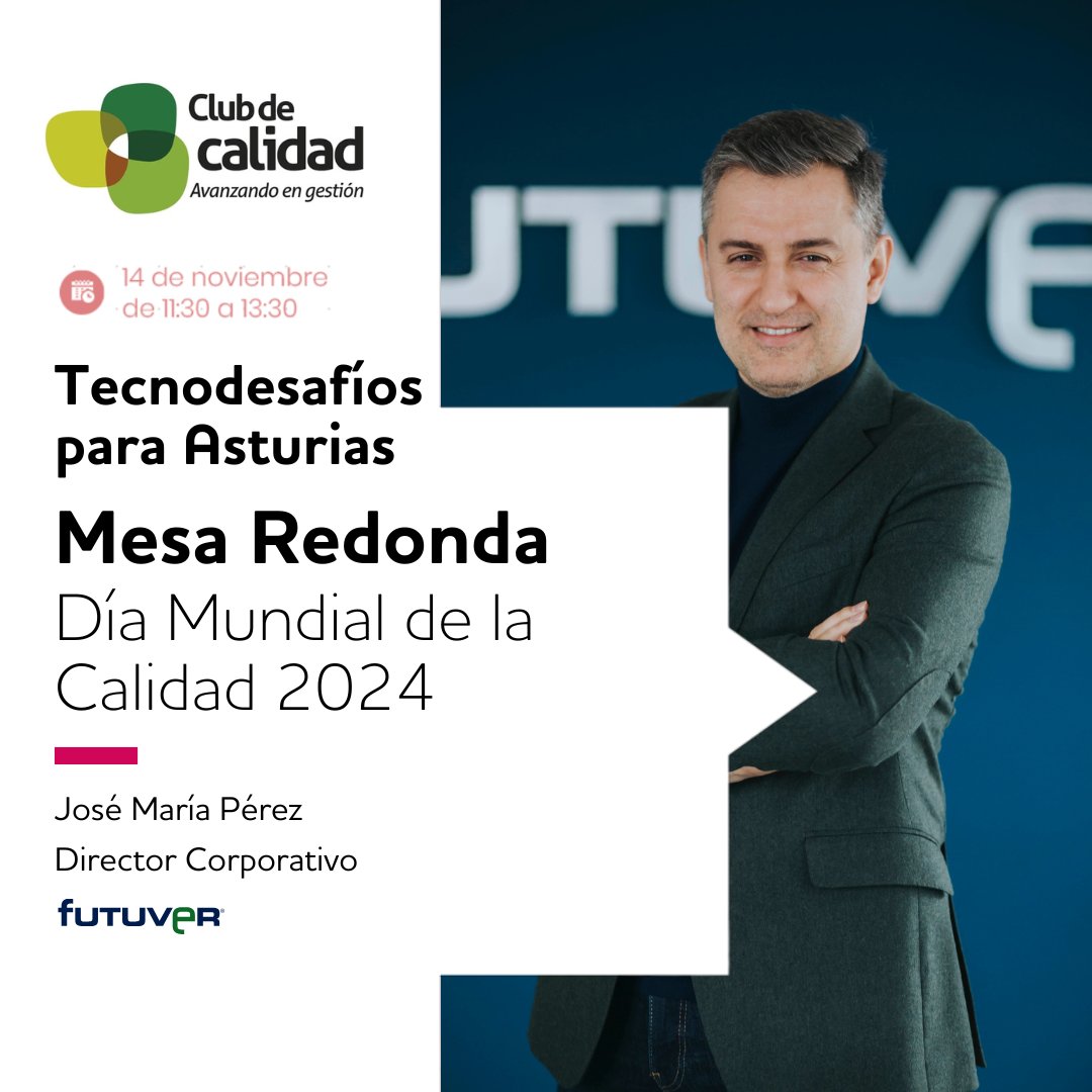 🌍 ¡𝗗í𝗮 𝗠𝘂𝗻𝗱𝗶𝗮𝗹 𝗱𝗲 𝗹𝗮 𝗖𝗮𝗹𝗶𝗱𝗮𝗱 𝟮𝟬𝟮𝟰! ¿Te interesa conocer los últimos #tecnodesafíos de #Asturias  y cómo la #IDi está transformando nuestra región?  ¡No te pierdas el evento del <a href="/clubcalidadcom/">Club de Calidad</a>!  𝗶𝗻𝘀𝗰𝗿í𝗯𝗲𝘁𝗲 𝗮𝗾𝘂í: bit.ly/3BO0CV0