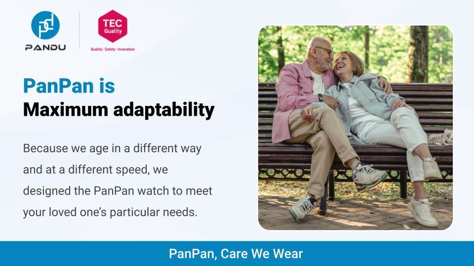 Cognitive and physical decline are natural parts of ageing, but the severity and speed at which it happens varies per person. Unlike personal alarms with a one-size-fits-all approach, PanPan functions are configurable for each individual. Email info@pandu.ie for more information.