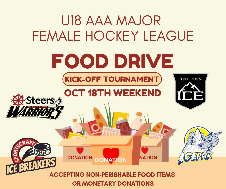 AAAU18EIB's tweet photo. 🥫✨ This weekend, we’re teaming up to make a difference! We’ll be collecting non-perishable food items for our local food banks at our games. Let’s show our support and give back! ❤🙌 #FoodBankDrive #CommunityFirst #MakeADifference
Hope to see you at the rink this weekend!! https://t.co/tEkajXKsWw