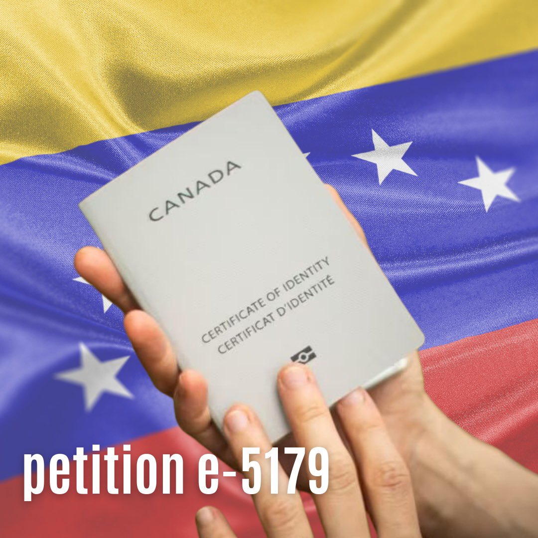 Venezolanos PR en Canadá enfrentan dificultades para renovar sus pasaportes. La petición e-5179 solicita al gobierno de Canadá facilite la emisión del “Certificate of Identity”, para que estos puedan movilizarse libremente. 

ourcommons.ca/petitions/en/P…