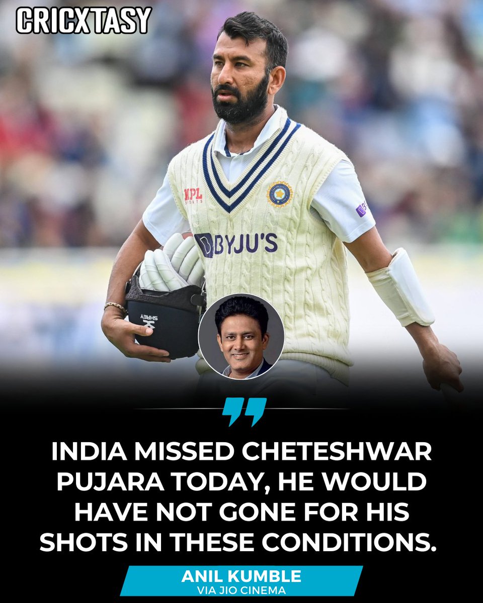 CricXtasy's tweet photo. Anil Kumble believes India missed Pujara today 🇮🇳💙

Do you agree? ��

#INDvNZ https://t.co/pXw85u3zbl