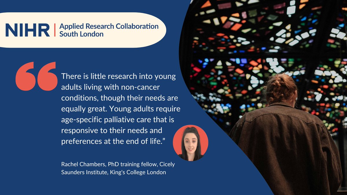 NIHR ARC South London (@arc_s_l) on Twitter photo New research from ARC South London’s palliative and end of life care theme is exploring the needs of young adults (aged 18-25) living with life-limiting conditions.
tinyurl.com/mvhb98dk
<a href="/RachelLouCripps/">Rachel Chambers</a> <a href="/CSI_KCL/">Cicely Saunders Institute at King's</a> New research from ARC South London’s palliative and end of life care theme is exploring the needs of young adults (aged 18-25) living with life-limiting conditions.
tinyurl.com/mvhb98dk
<a href="/RachelLouCripps/">Rachel Chambers</a> <a href="/CSI_KCL/">Cicely Saunders Institute at King's</a>