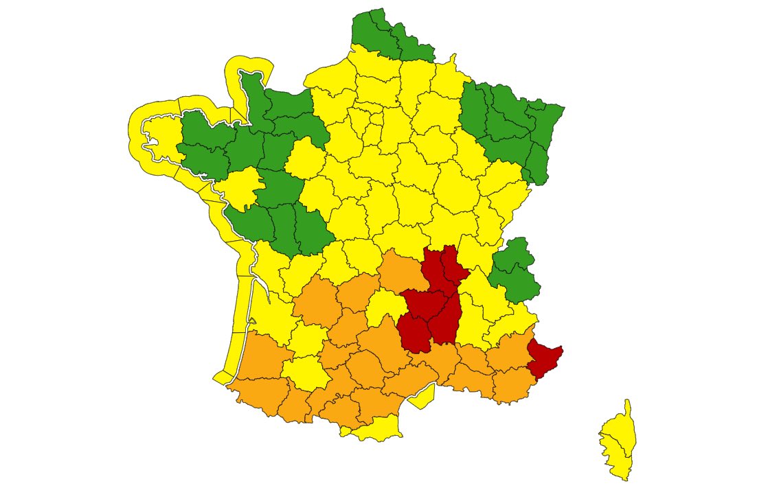 Beauvau_Alerte's tweet photo. 🔴 Les départements des Alpes-Maritimes et de la Lozère sont désormais placés en #VigilanceRouge, respectivement en risque #PluieInondation et #crues par @meteofrance.

⛈ 6 départements sont concernés par une vigilance absolue.

➡️ Restez informés sur https://t.co/6TsgTrz5IQ https://t.co/z1vYV37qE4
