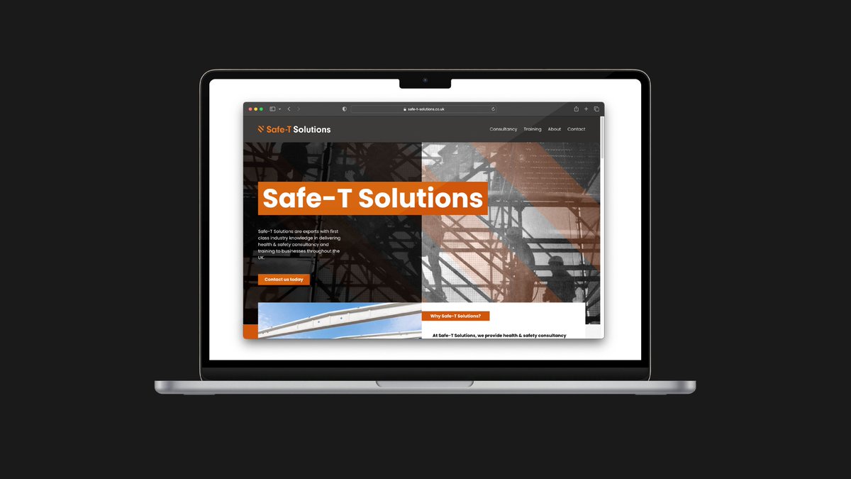 iamahill's tweet photo. We've just added a new case study for https://t.co/if9tCzjAUV  Safe-T Solutions provide health and safety training and consultancy. Inspired by their industry we created a simple symbol to keep them identifiable and the hazard stripes really made the roll out across the website. https://t.co/XC8illYzIv