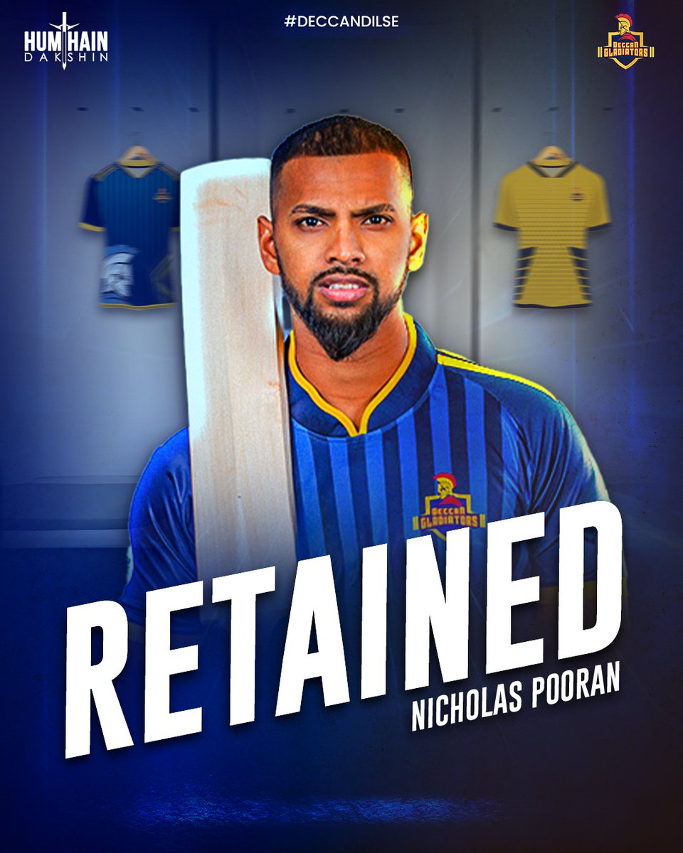 TeamDGladiators's tweet photo. P💥💥ran joins the Retained Class of '24 for #ADT10 Season ⿨

#DeccanDilSe #HumHaiDakshin #DeccanGladiators #NickyP #CricketsFastestFormat #AbuDhabiT10 #InAbuDhabi @nicholas_47 https://t.co/Juuut7m9FQ