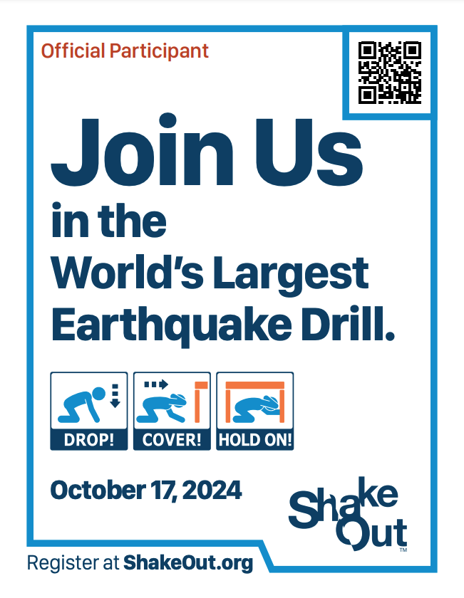 ForecastWatch's tweet photo. It’s International Shakeout Day!

This day is recognized on the 3rd Thurs. of Oct. each year to educate the public about the importance of taking immediate action in case of an earthquake.

At 10:17am local time, join millions of people practicing earthquake safety! https://t.co/H8XfTnp4Gl