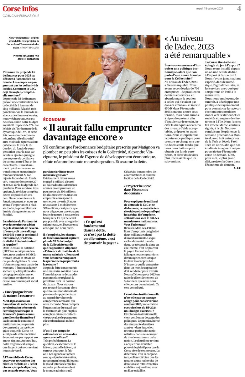 ADEC_Corse's tweet photo. 📰@Corse_Matin🎙@VinciguerrAlex "𝑳𝒆 𝒑𝒍𝒖𝒔 𝒈𝒓𝒂𝒏𝒅 𝒅é𝒇𝒊, 𝒑𝒓𝒐𝒋𝒆𝒕𝒆𝒓 𝒍𝒂 𝑪𝒐𝒓𝒔𝒆 𝒅𝒂𝒏𝒔 𝒍’é𝒄𝒐𝒏𝒐𝒎𝒊𝒆 𝒅𝒆 𝒅𝒆𝒎𝒂𝒊𝒏. Au niveau de l’#ADEC, 2023 a été remarquable. Nous avons secondé plus de 700 entreprises […] et injecté 45 M€ dans l’#économie."⤵️ https://t.co/zaSIpvdIKw