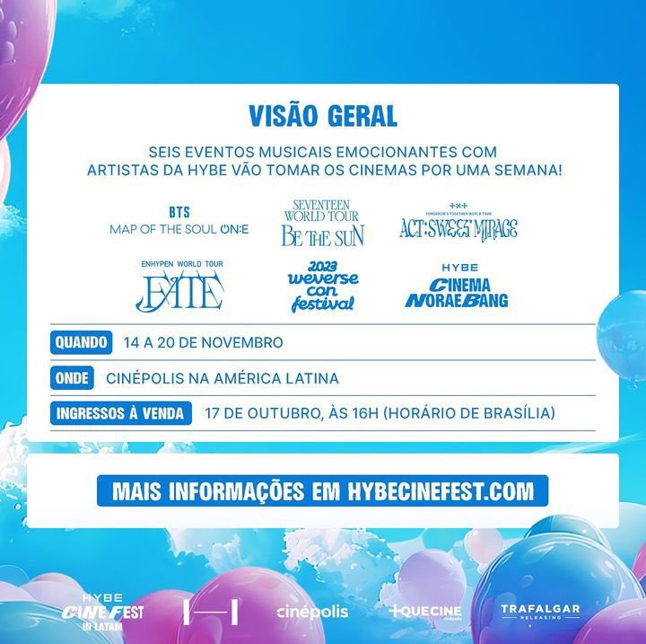 enhypenchartbr's tweet photo. [INFO | 17/10/2024]

As transmissões das turnês em parceria com a Cinépolis inicia as vendas oficias hoje às 16:00h.

Lembrando que teremos “FATE Tour” e o ENHYPEN também irá aparecer no “Weverse Con Festival 2023”!

🔗 - https://t.co/3ifrrUpMnj

@ENHYPEN @ENHYPEN_members https://t.co/AIgHIADyzY