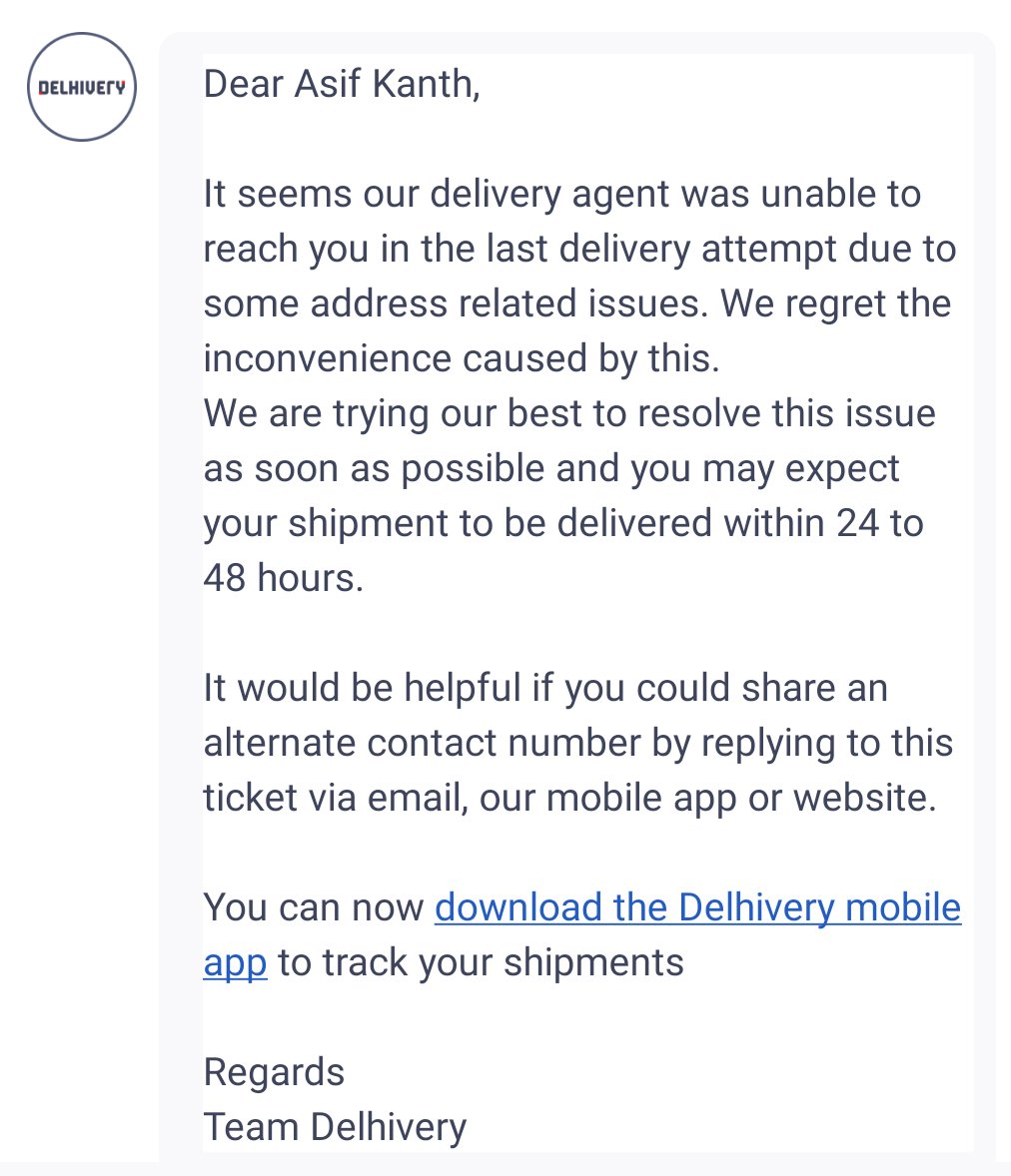 aaxif_'s tweet photo. @delhivery 
Look at your lies, the package hasn't even arrived in the state of my residence. And yet you are saying that your agent wasn't able to locate my address. How hilarious and how pathetic of you and your services. https://t.co/jjo60BlKuf