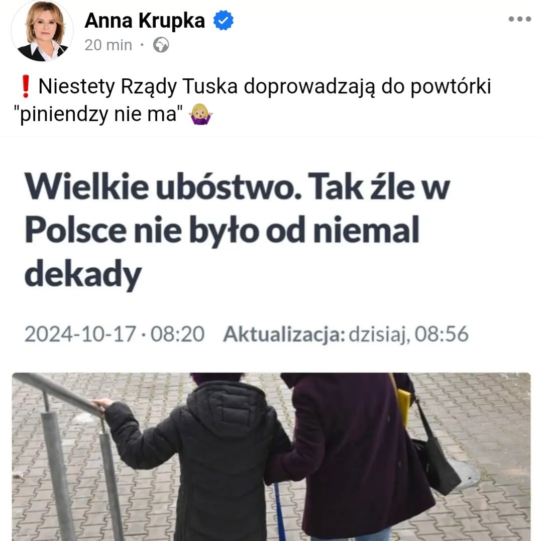 Pani <a href="/AnnaMKrupka/">Anna Krupka</a>, panie <a href="/michaldworczyk/">Michał Dworczyk</a>, dlaczego usunęliście te wpisy? Czyżby dlatego, że to raport o ubóstwie Polaków z okresu waszych rządów?rp.pl/spoleczenstwo/…