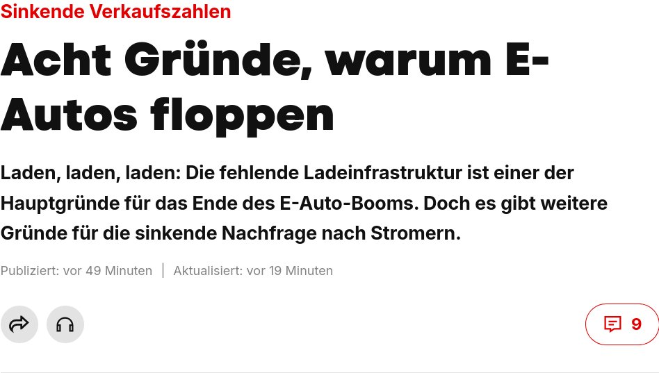 Die Rechten verhinderten im Parlament die Förderung von Ladeinfrastruktur für alle, die kein Haus besitzen.
Resultat: Auf den neuen Autobahnen, die sie heute bauen wollen, werden Fahrzeuge weiterhin mehrheitlich mit Benzin und Diesel fahren.
Nein zum #Autobahnausbau!