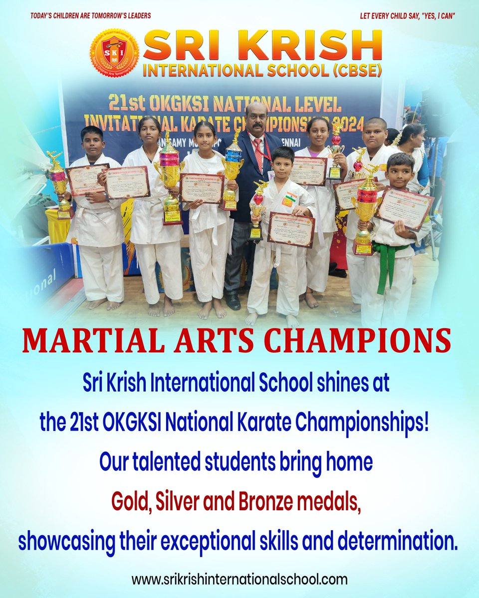 srikrishschool's tweet image. Heartiest congratulations to our brilliant karate champions from Sri Krish International School for winning gold, silver and bronze at the 21st OKGKSI National Karate Championships!!!

#MartialArts
#KarateLife
#KarateTraining
#KarateDo
#KarateKids
#KarateCommunity