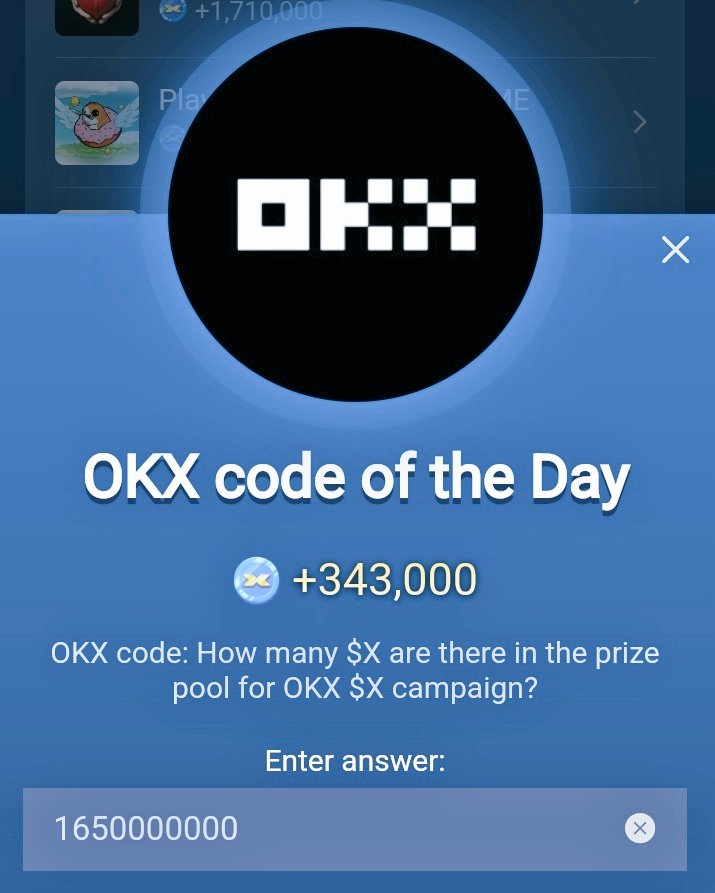 D0D0Y1's tweet photo. ✅The "Quests" section now features questions about the OKX exchange!
✅Today's correct answer: 1650000000
✅Rebus: Burn
#Xempire #OKXcodeoftheday #Airdrop https://t.co/2ratRdmiar