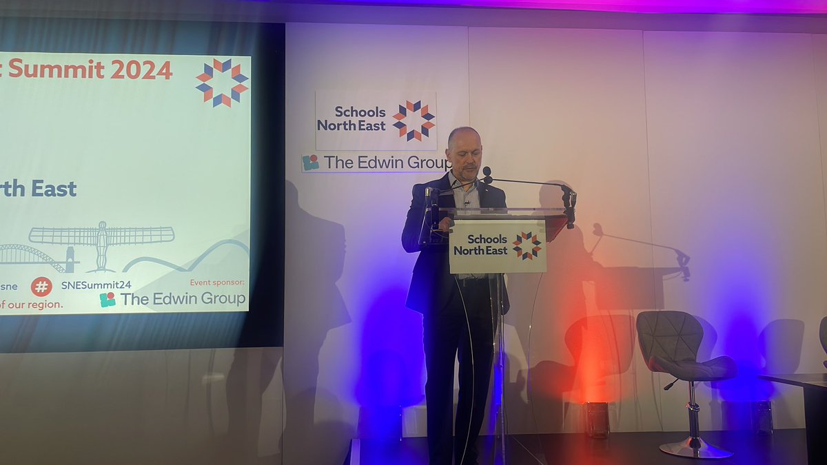 Rousing speech by <a href="/SCHOOLSNE/">Schools North East</a> CEO Chris Zarraga on today’s conference theme ‘Educating Westminster’ - a compelling tale of the need to change the narrative about the region via the parks of New York and fauna of Ascension Island! #SNESummit24