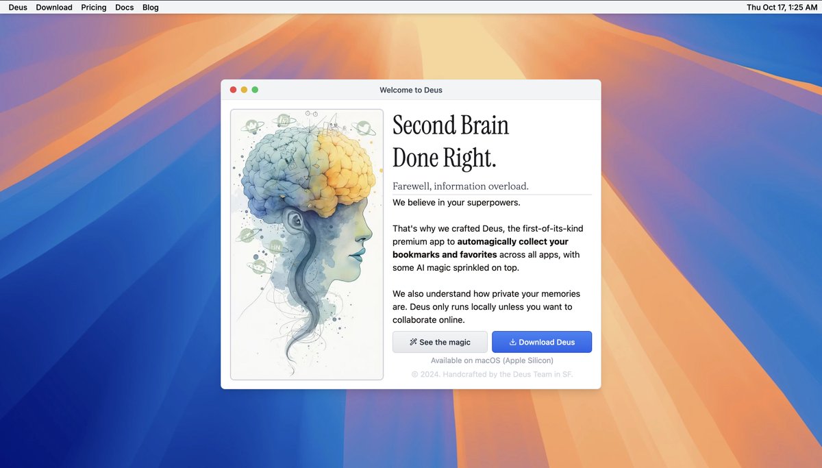 Just want to share our landing page that goes insanely hard.
Yes, this is a landing page, not a desktop.
 Our landing page for <a href="/DEUS_HQ/">Deus: Second Brain Done Right</a> 

Let's make web interactions fun again.

#design #WebDesign #figma