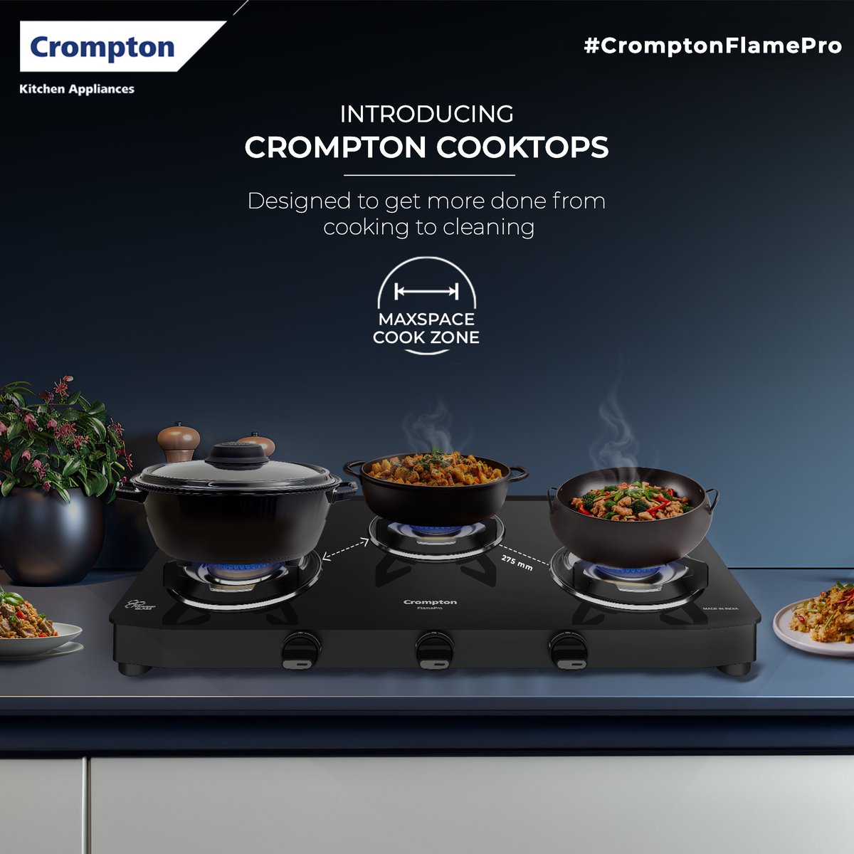 Crompton_India's tweet photo. Introducing the all-new Crompton FlamePro β¨
The ultimate cooktop designed for convenience, style, and unmatched safety in your kitchen!
#FlamePro #Cooktop #KitchenAppliances #Convenience #Crompton #CromptonIndia https://t.co/nJxUOu6DwR
