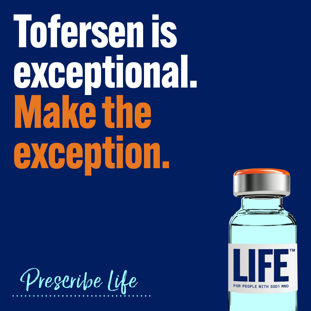 We’re supporting <a href="/mndassoc/">MND Association</a> in their campaign calling on <a href="/NICEComms/">NICE</a> to make an exception to its normal criteria and take steps towards making Tofersen, an effective treatment for those with SOD1 MND, available on the NHS. Sign the petition: bit.ly/3Uaw3PK

#PrescribeLife