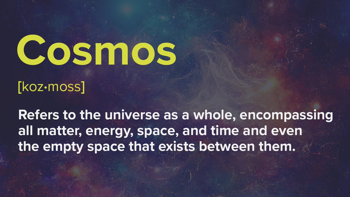 gsc1's tweet photo. #ScienceWordOfTheWeek
Cosmos - Refers to the universe as a whole, encompassing all matter, energy, space, and time and even the empty space that exists between them. https://t.co/aZGvBM4Hwl