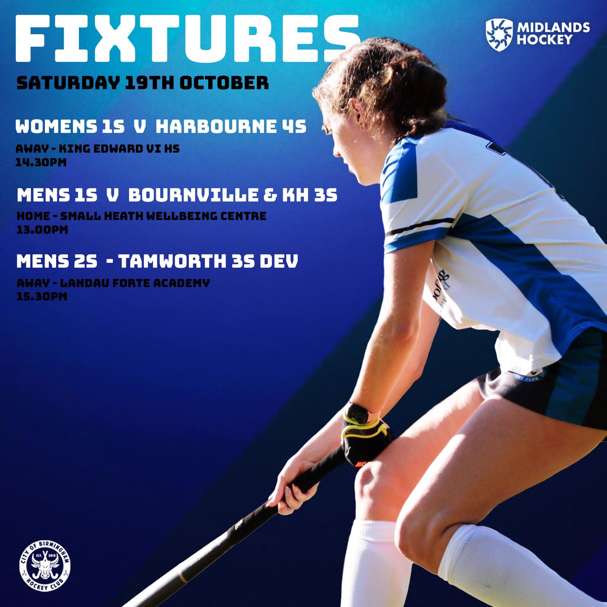 FIXTURES 🔥🔥 
This weekends fixtures!! 

Good luck to everyone 👏🏑 Is you are interesting in joining or learning about the club just drop us a message!! #letsgocob