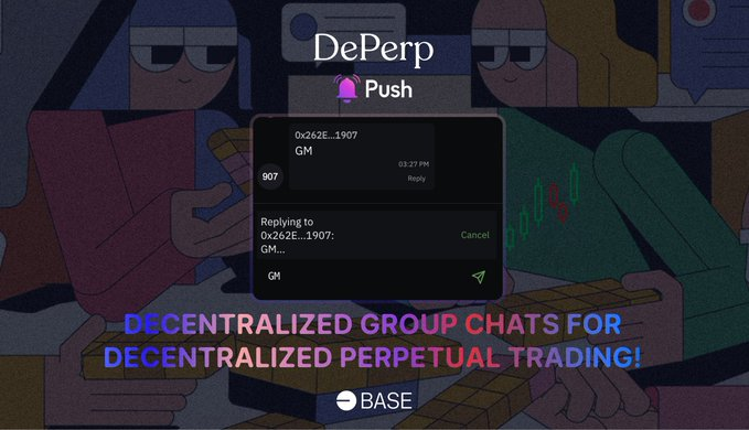 Promot33r's tweet photo. 🔔 @PushProtocol is now officially integrated with @DePerpcom !
🔗 #DePerp is a decentralized platform that enables on-chain trading of rare resources. It leverages blockchain technology to create a transparent and secure marketplace where users can buy and sell valuable assets https://t.co/5frLnAI7rC