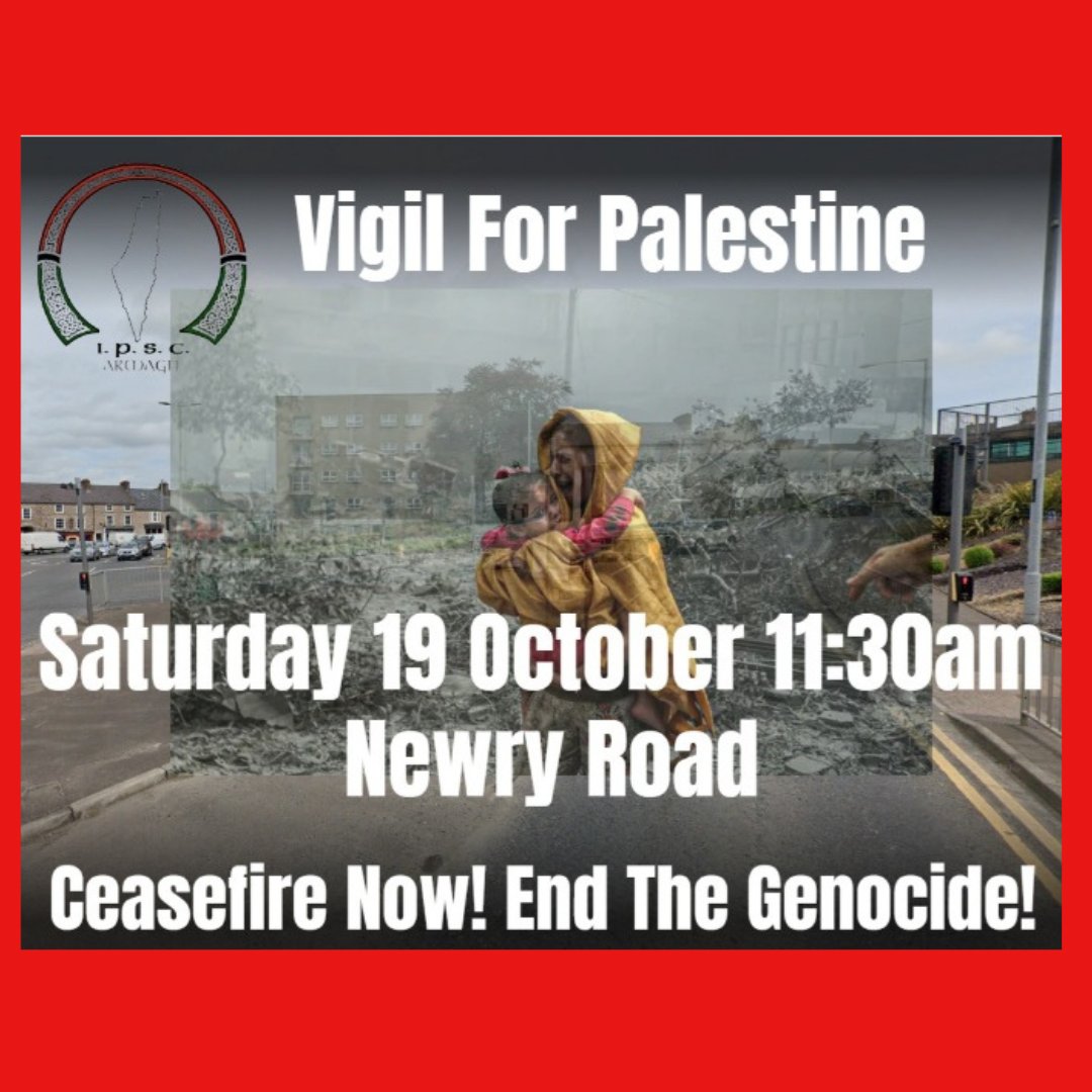 IPSC_Armagh's tweet photo. We are venturing to a new location in town this weekend for our weekly vigil. Please join us at Newry Rd Roundabout below the Police Station on Saturday from 11.30-12.30pm.
#FreePalestine https://t.co/FG9JUzyKVZ