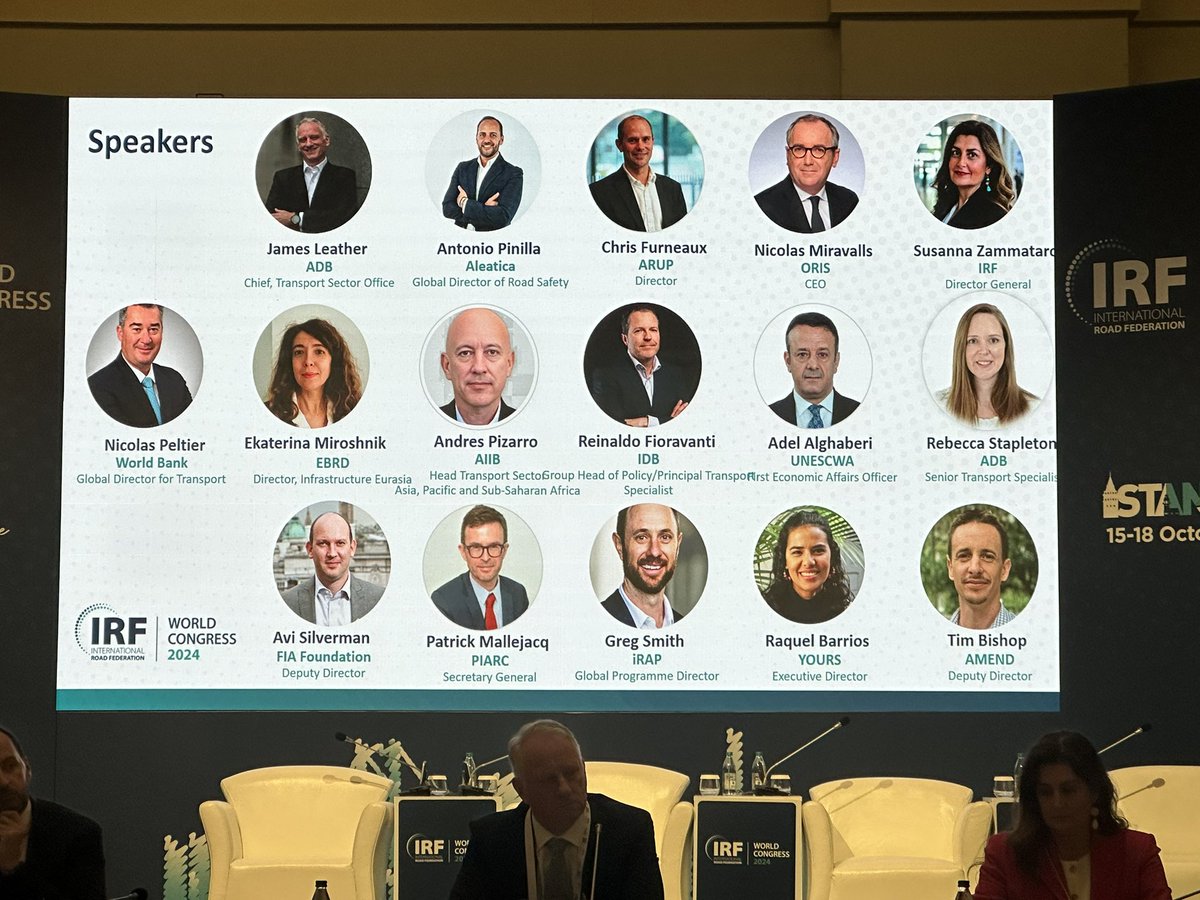 Starting now at #IRF2024 #Istanbul, High-level Roundtable on #roaddesign. Full house! Bringing <a href="/ADB_HQ/">Asian Development Bank</a> <a href="/Aleatica_Global/">Aleatica</a> <a href="/Arup/">Arup</a> ORIS <a href="/irfgtkp/">International Road Federation (IRF) - Old Account</a> <a href="/PIARC_Roads/">WorldRoadAssociation</a> <a href="/WBG_Transport/">World Bank Transport</a> <a href="/EBRD/">The EBRD</a> <a href="/AIIB_Official/">AIIB</a> <a href="/the_IDB/">Inter-American Development Bank</a> <a href="/UNESCWA/">ESCWA</a> <a href="/FIAFdn/">FIA Foundation</a> iRAP <a href="/Amend/">Amend</a> &amp; <a href="/YOURS_YforRS/">YOURS - Youth for Road Safety</a>  together for #RoadSafety action.