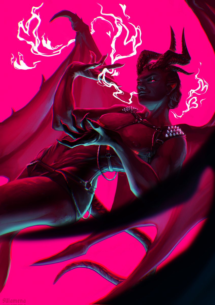 Drew my wife Haarlep for the Silk&amp;Sulpher zine!

👁️🫦👁️

Check out the zine for more devilish delights of many other talented creators! 💅
#Haarlep #bg3 #bg3fanart
