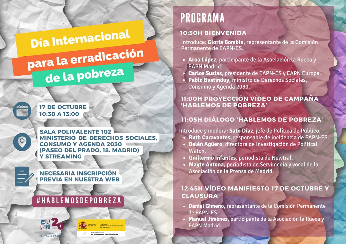 EAPN CV (@xarxaeapncv) on Twitter photo Sigue en directo el Acto de conmemoración del Día Internacional para la Erradicación de la Pobreza. 
Hoy 17 de Octubre #Hablemosdepobreza @eapneurope @msocialgob 
youtube.com/live/800b9fqWM… Sigue en directo el Acto de conmemoración del Día Internacional para la Erradicación de la Pobreza. 
Hoy 17 de Octubre #Hablemosdepobreza @eapneurope @msocialgob 
youtube.com/live/800b9fqWM…