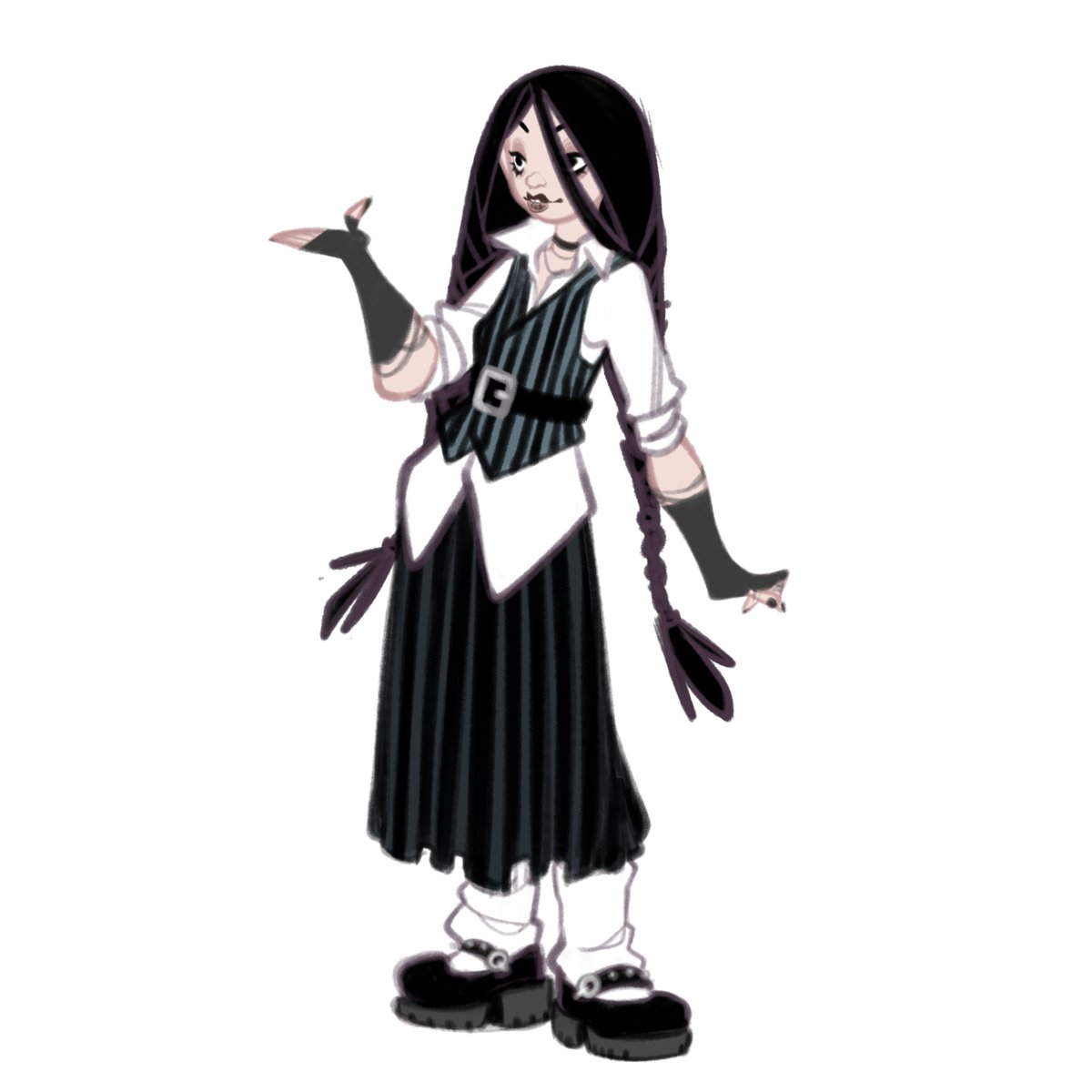 DDarakhen's tweet photo. I don't LOVE the Wednesday Addams Monster High doll but my brain's still torturing me over not buying her so here's my attempt at getting her out my system :P using one of my many paperdolls for a good cause again lol #wednesday #addamsfamily #characterdesign #paperdoll https://t.co/7gpwwzdc21