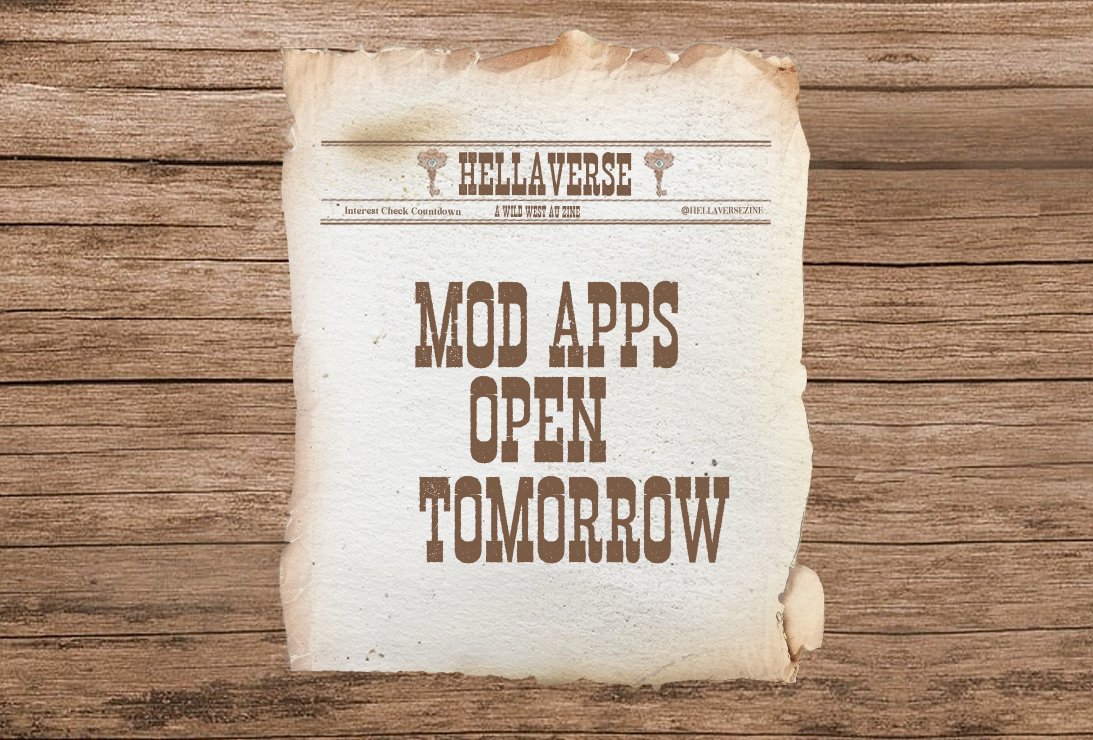 Our Mod apps open tomorrow, so keep yer' eyes out if ya wanna help out!