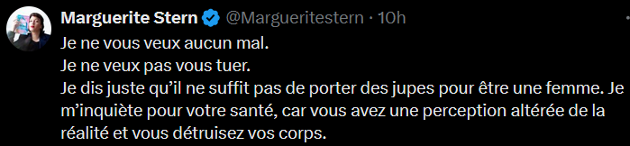KiwiLePunk's tweet photo. Ouh la vilaine menteuse. Tu dis toi même que nos transitions sont des mutilations, que tu voudrais à terme que nous soignons notre transidentité par le biais de thérapies de conversion. Tu veux nous empêcher de vivre pleinement tel•les que nous sommes, donc de vivre tout court. https://t.co/YCDl9wtrnt